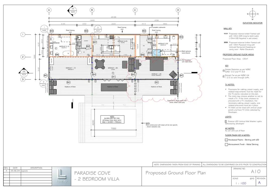 2 Bedroom Villa: Proposed ground floor plan