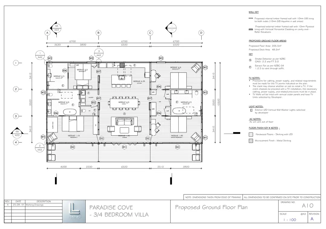 3/4 Bedroom Villa: Proposed ground floor plan