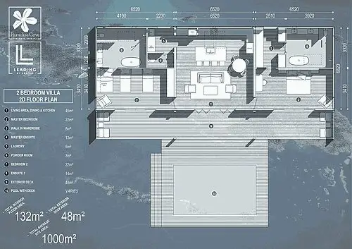 Two Bedroom Villa 2D floor plan